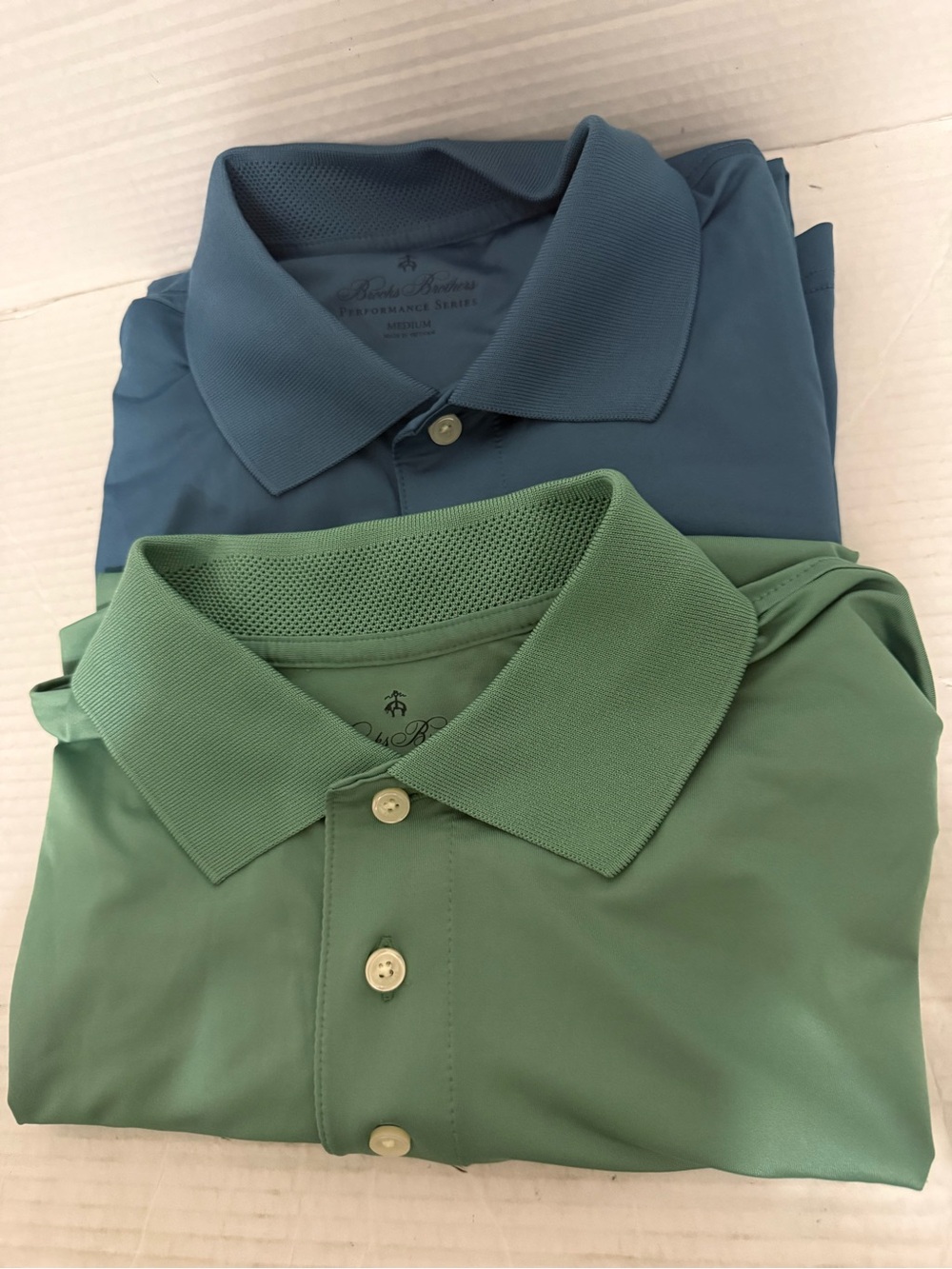Brooks Brothers Men's M Teal/Green Slim Fit Performance Cotton Polo Lot 2